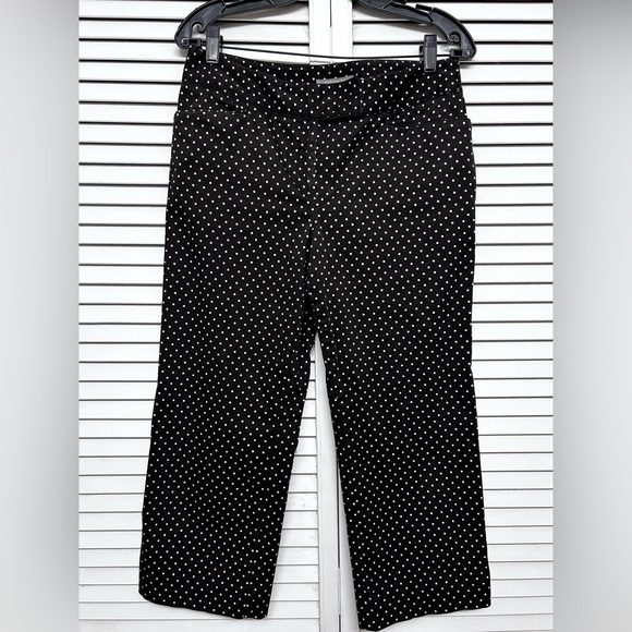 Ann Taylor Women’s Size 6 Petite Cropped Choco Brown White Polkadot Pants Slacks - Picture 1 of 14